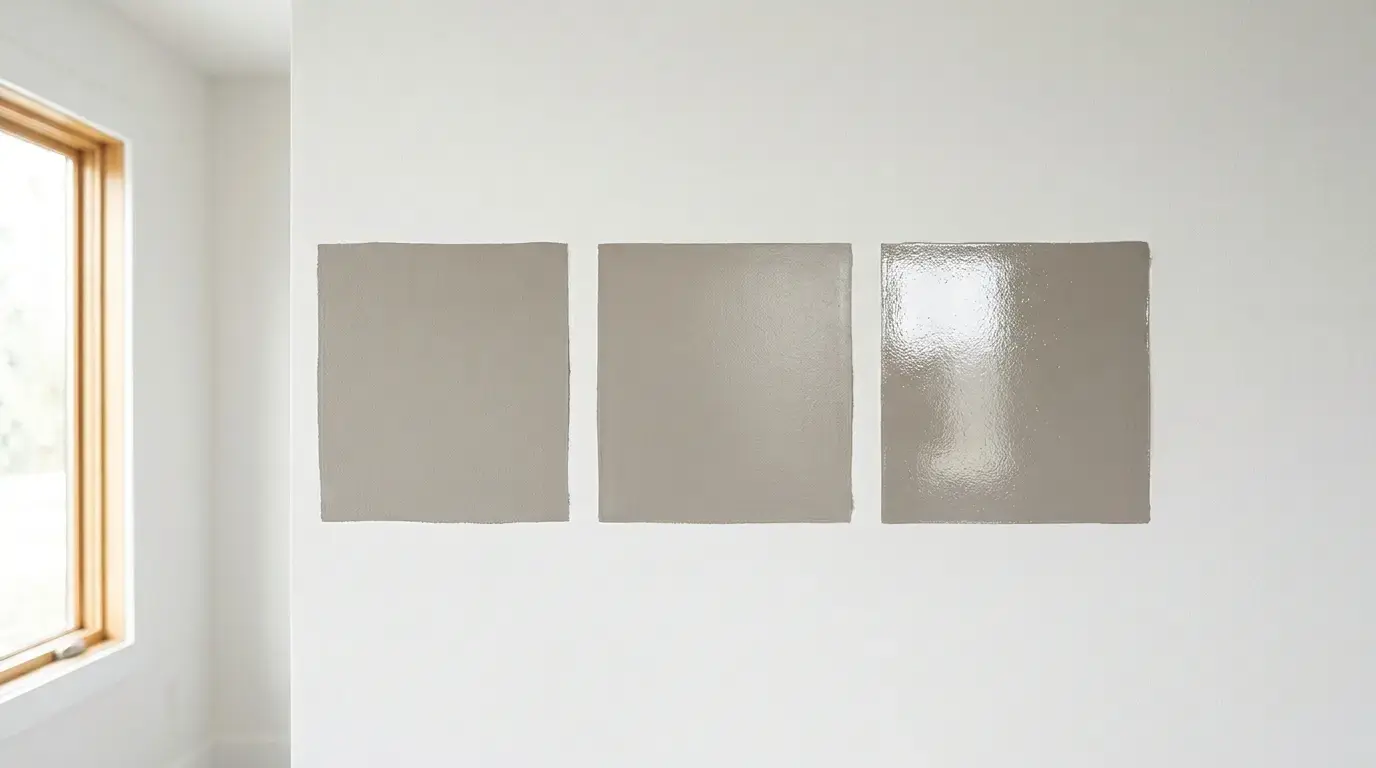 Paint sheen comparison on a wall